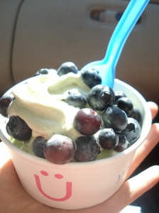 green tea yogen fruz with blueberries
